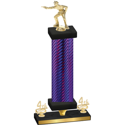 Premium Single Purple Carbon Fiber Fourth Place Shooter Trophy