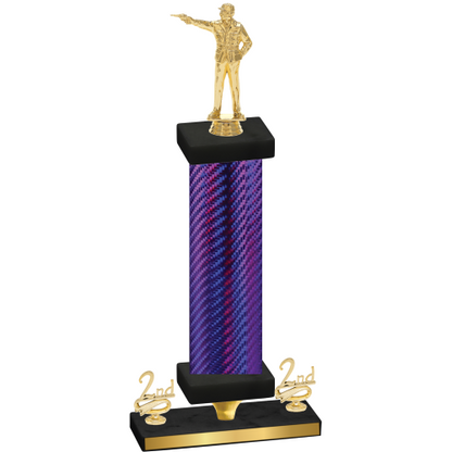 Premium Single Purple Carbon Fiber Second Place Shooter Trophy