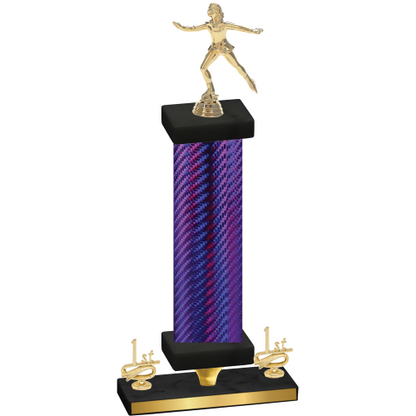 Premium Single Purple Carbon Fiber First Place Skater Trophy