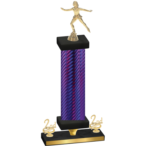 Premium Single Purple Carbon Fiber Second Place Skater Trophy