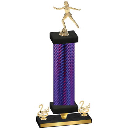 Premium Single Purple Carbon Fiber Second Place Skater Trophy