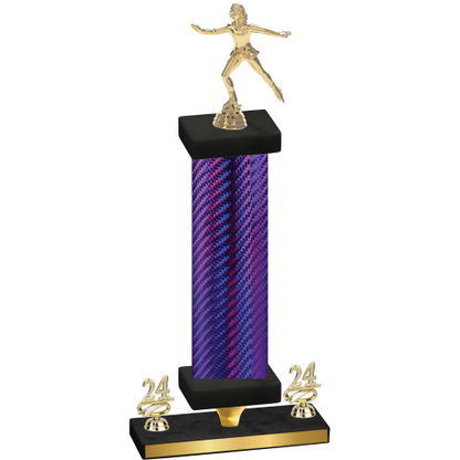 Premium Single Purple Carbon Fiber Year Skater Trophy