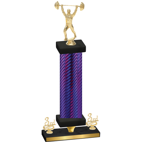 Premium Single Purple Carbon Fiber Third Place Weights Trophy