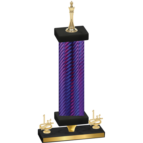 Premium Single Purple Carbon Fiber First Place Chess Trophy