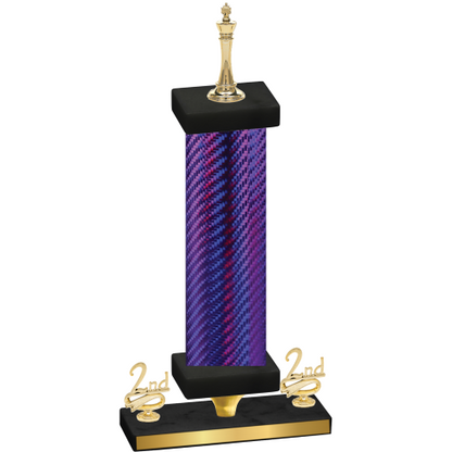 Premium Single Purple Carbon Fiber Second Place Chess Trophy