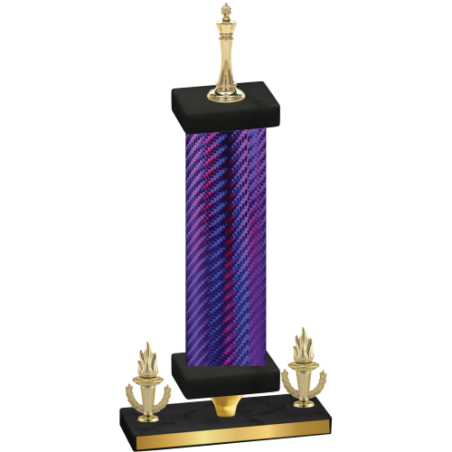 Premium Single Purple Carbon Fiber Victory Chess Trophy