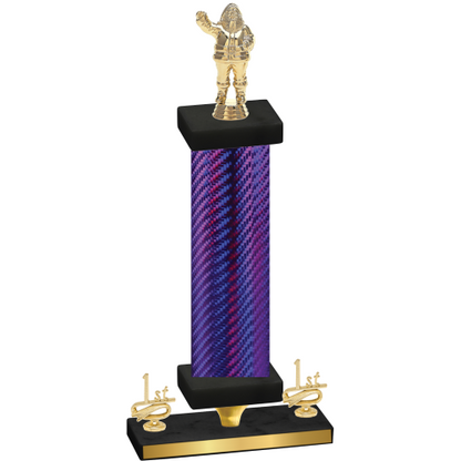 Premium Single Purple Carbon Fiber First Place Holiday Trophy