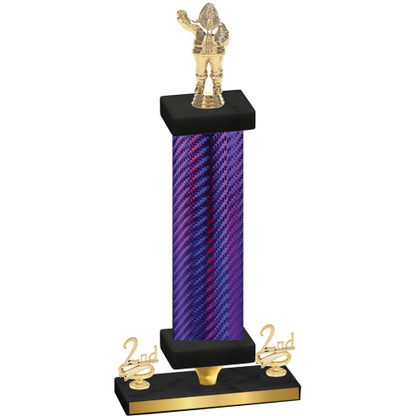 Premium Single Purple Carbon Fiber Second Place Holiday Trophy