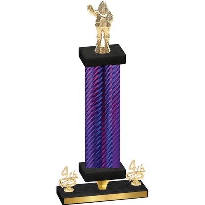 Premium Single Purple Carbon Fiber Fourth Place Holiday Trophy