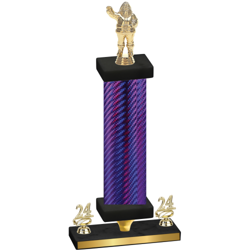 Premium Single Purple Carbon Fiber Year Holiday Trophy