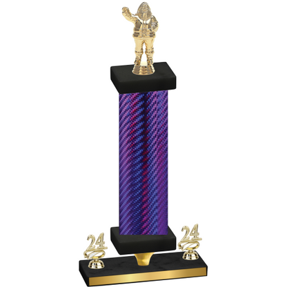 Premium Single Purple Carbon Fiber Year Holiday Trophy