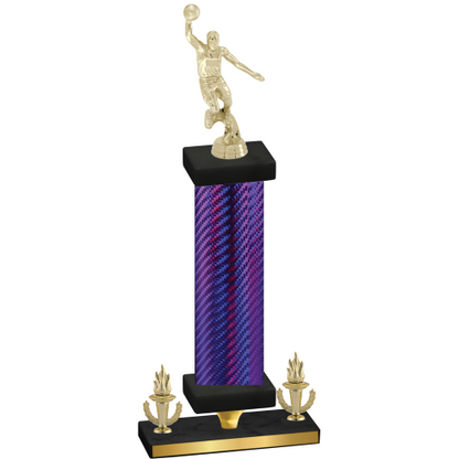 Premium Single Purple Carbon Fiber Victory Basketball Trophy