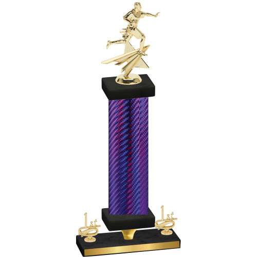 Premium Single Purple Carbon Fiber First Place Flag Football Trophy