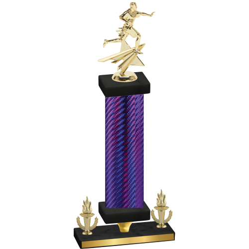 Premium Single Purple Carbon Fiber Victory Flag Football Trophy