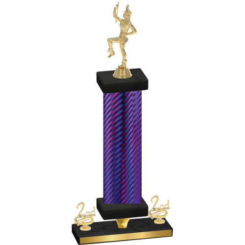 Premium Single Purple Carbon Fiber Second Place Majorette Trophy