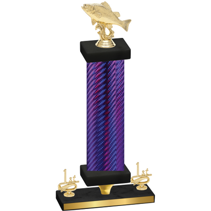 Premium Single Purple Carbon Fiber First Place Fishing Trophy