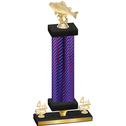 Premium Single Purple Carbon Fiber Fourth Place Fishing Trophy