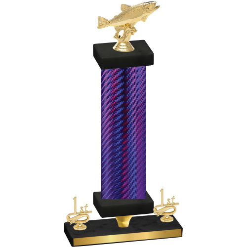 Premium Single Purple Carbon Fiber First Place Fishing Trophy