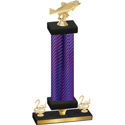 Premium Single Purple Carbon Fiber Second Place Fishing Trophy