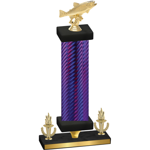 Premium Single Purple Carbon Fiber Victory Fishing Trophy