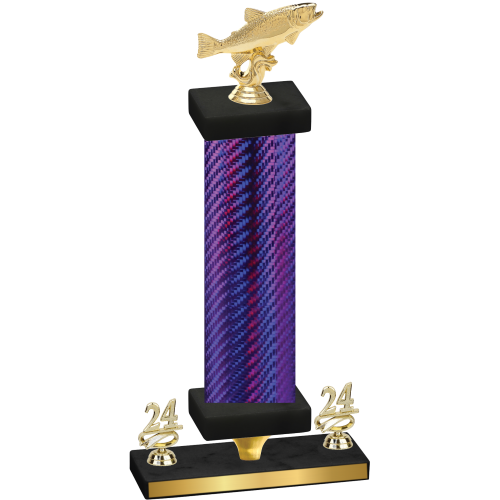 Premium Single Purple Carbon Fiber Year Fishing Trophy