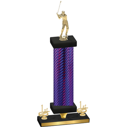 Premium Single Purple Carbon Fiber First Place Golf Trophy