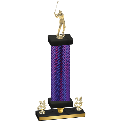 Premium Single Purple Carbon Fiber Year Golf Trophy