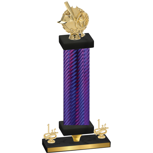 Premium Single Purple Carbon Fiber First Place Baseball Trophy