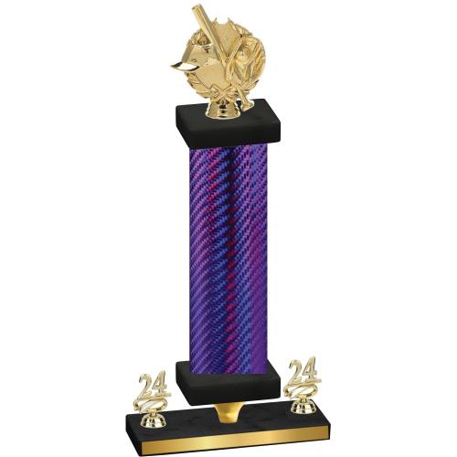 Premium Single Purple Carbon Fiber Year Baseball Trophy