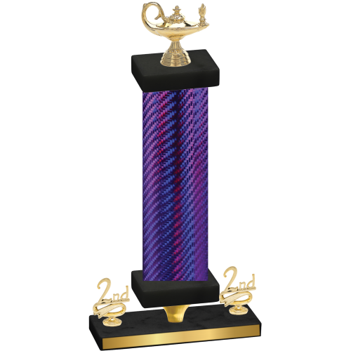 Premium Single Purple Carbon Fiber Second Place Academics Trophy