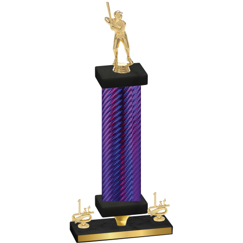 Premium Single Purple Carbon Fiber First Place Baseball Trophy