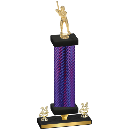 Premium Single Purple Carbon Fiber Year Baseball Trophy