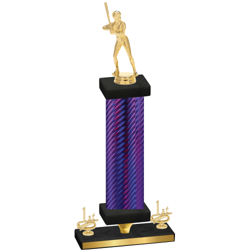 Premium Single Purple Carbon Fiber First Place Softball Trophy