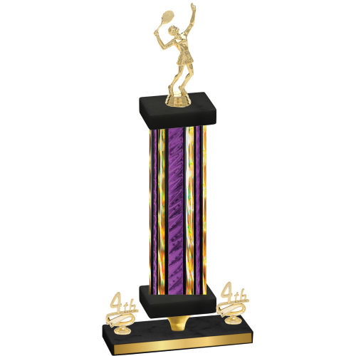 Premium Single Purple Glacier Fourth Place Tennis Trophy