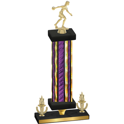 Premium Single Purple Glacier Victory Bowling Trophy