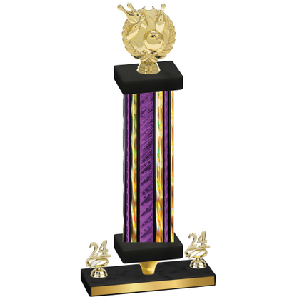 Premium Single Purple Glacier Year Bowling Trophy