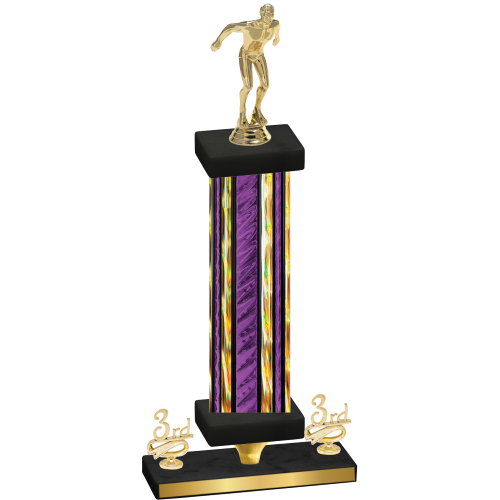 Premium Single Purple Glacier Third Place Swimming Trophy