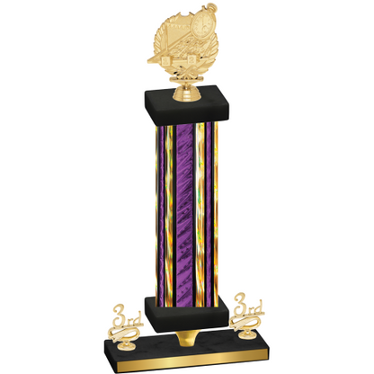 Premium Single Purple Glacier Third Place Swimming Trophy