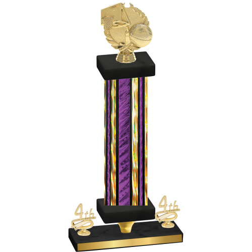 Premium Single Purple Glacier Fourth Place Basketball Trophy