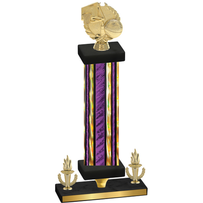 Premium Single Purple Glacier Victory Basketball Trophy