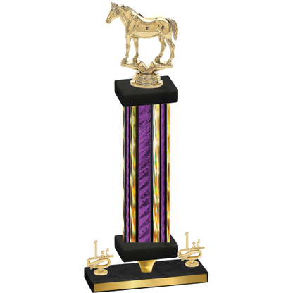 Premium Single Purple Glacier First Place Horses Trophy