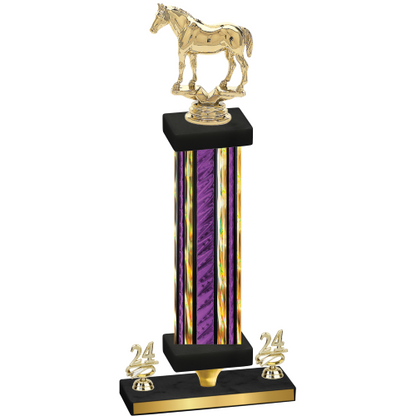 Premium Single Purple Glacier Year Horses Trophy