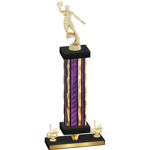 Premium Single Purple Glacier First Place Basketball Trophy