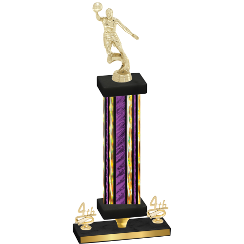 Premium Single Purple Glacier Fourth Place Basketball Trophy