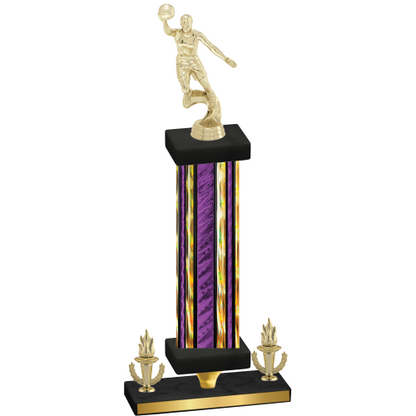 Premium Single Purple Glacier Victory Basketball Trophy