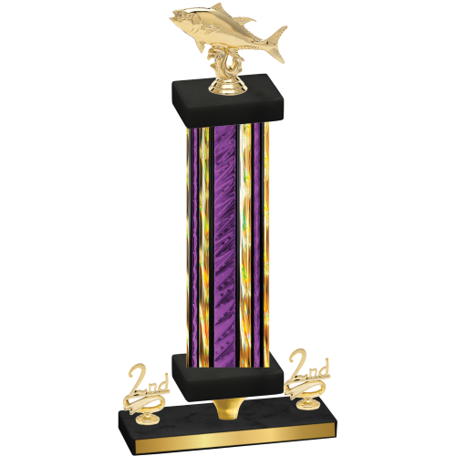 Premium Single Purple Glacier Second Place Fishing Trophy