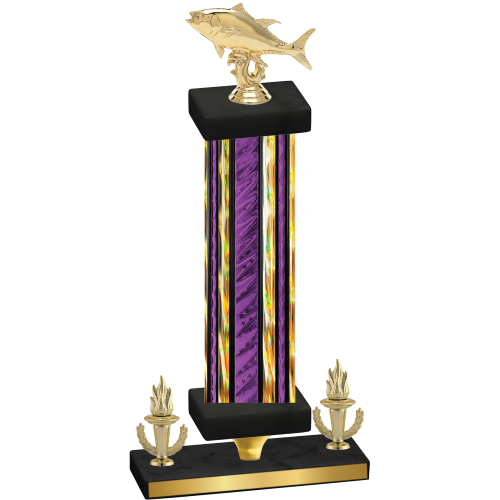 Premium Single Purple Glacier Victory Fishing Trophy