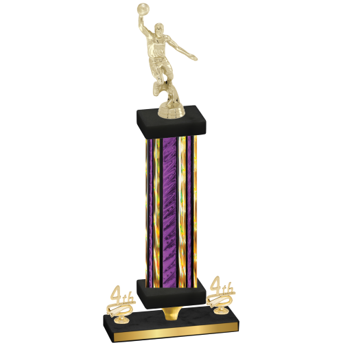 Premium Single Purple Glacier Fourth Place Basketball Trophy