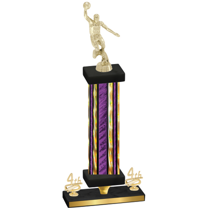 Premium Single Purple Glacier Fourth Place Basketball Trophy