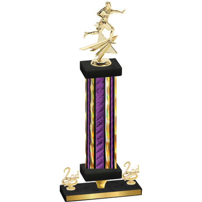 Premium Single Purple Glacier Second Place Flag Football Trophy